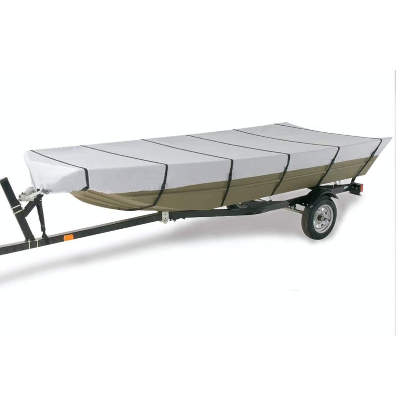 GOODSMANN Jon Boat Cover Waterproof Heavy Duty Marine Grade UV Resistant Trailerable Boat Cover with Adjustable Straps Gray Fits 18ft Length Beam Width to 75â€™â€™ for Jon Boat - Image 1